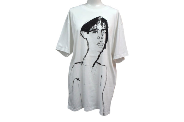 LOEWE Short sleeve T-shirt H6299520CR Size M 19FW Drawing motif print White Black Cotton Good condition Used 4b000939