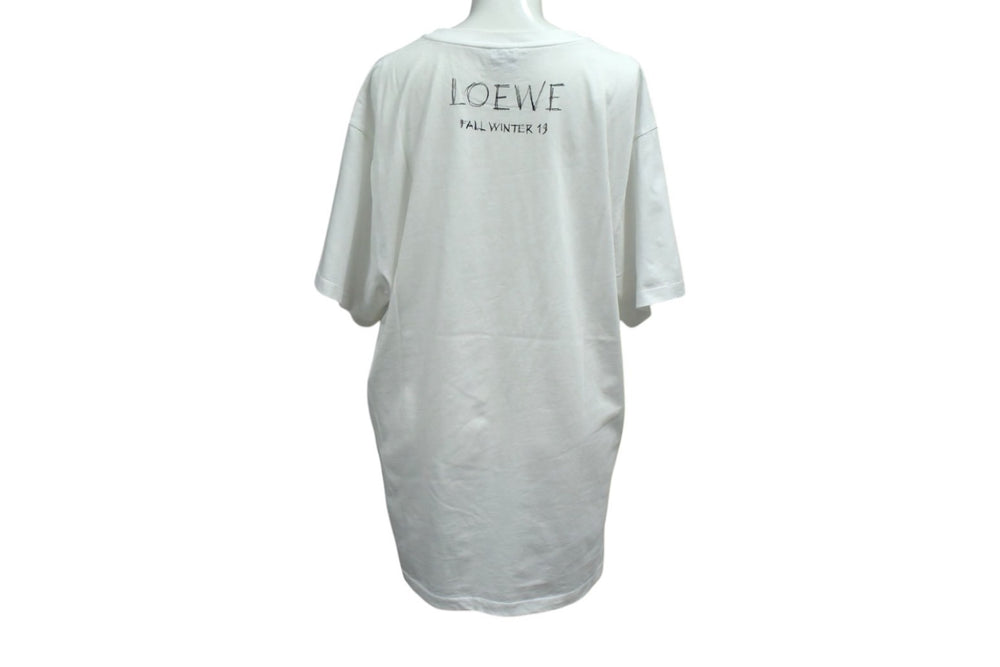 LOEWE Short sleeve T-shirt H6299520CR Size M 19FW Drawing motif print White Black Cotton Good condition Used 4b000939