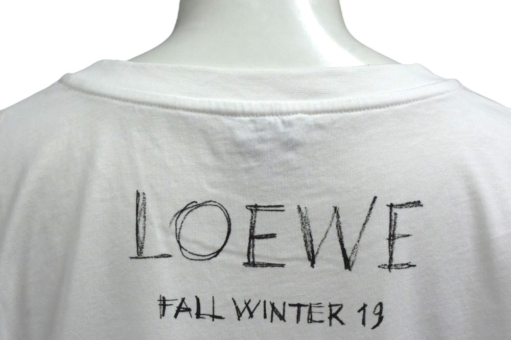 LOEWE Short sleeve T-shirt H6299520CR Size M 19FW Drawing motif print White Black Cotton Good condition Used 4b000939