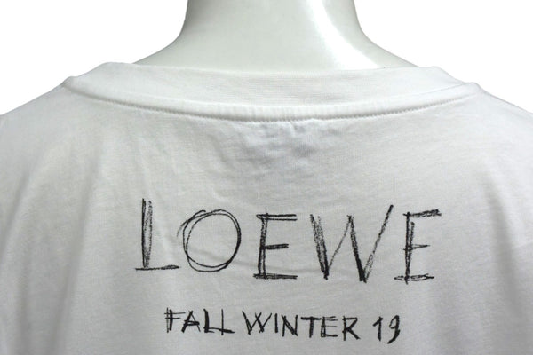 LOEWE Short sleeve T-shirt H6299520CR Size M 19FW Drawing motif print White Black Cotton Good condition Used 4b000939