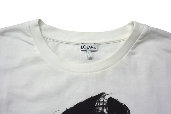 LOEWE Short sleeve T-shirt H6299520CR Size M 19FW Drawing motif print White Black Cotton Good condition Used 4b000939