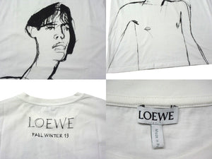 LOEWE Short sleeve T-shirt H6299520CR Size M 19FW Drawing motif print White Black Cotton Good condition Used 4b000939