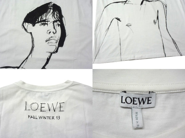 LOEWE Short sleeve T-shirt H6299520CR Size M 19FW Drawing motif print White Black Cotton Good condition Used 4b000939