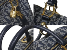 画像をギャラリービューアに読み込む, Christian Dior クリスチャンディオール トロッター ハンドバッグ ミニボストンバッグ ネイビー キャンバス 美品 中古 4b000954