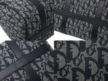 画像をギャラリービューアに読み込む, Christian Dior クリスチャンディオール トロッター ハンドバッグ ミニボストンバッグ ネイビー キャンバス 美品 中古 4b000954