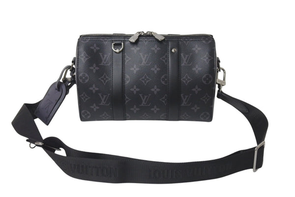 極美品 LOUIS VUITTON ルイヴィトン シティ キーポル ショルダーバッグ M45936 モノグラム エクリプス キャンバス 中古 4b000983