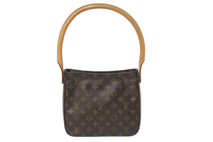 極美品 LOUIS VUITTON ルイヴィトン ルーピングMM ハンドバッグ M51146 モノグラム ゴールド金具 ブラウン 中古 4b000995