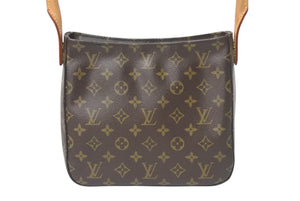 極美品 LOUIS VUITTON ルイヴィトン ルーピングMM ハンドバッグ M51146 モノグラム ゴールド金具 ブラウン 中古 4b000995