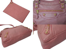 画像をギャラリービューアに読み込む, BALENCIAGA バレンシアガ ザ ジャイアント タウン 2WAY ハンドバッグ 285434 ピンク レザー ショルダー 美品 中古 4b001010