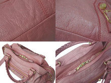 画像をギャラリービューアに読み込む, BALENCIAGA バレンシアガ ザ ジャイアント タウン 2WAY ハンドバッグ 285434 ピンク レザー ショルダー 美品 中古 4b001010