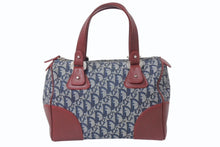 Load image into Gallery viewer, Christian Dior クリスチャンディオール トロッター レザー ハンドバッグ キャンバス レザー ネイビー ボルドー シルバー金具 美品 中古 4b001015