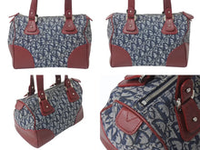 Load image into Gallery viewer, Christian Dior クリスチャンディオール トロッター レザー ハンドバッグ キャンバス レザー ネイビー ボルドー シルバー金具 美品 中古 4b001015