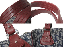 Load image into Gallery viewer, Christian Dior クリスチャンディオール トロッター レザー ハンドバッグ キャンバス レザー ネイビー ボルドー シルバー金具 美品 中古 4b001015