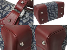 Load image into Gallery viewer, Christian Dior クリスチャンディオール トロッター レザー ハンドバッグ キャンバス レザー ネイビー ボルドー シルバー金具 美品 中古 4b001015