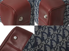Load image into Gallery viewer, Christian Dior クリスチャンディオール トロッター レザー ハンドバッグ キャンバス レザー ネイビー ボルドー シルバー金具 美品 中古 4b001015