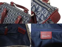 Load image into Gallery viewer, Christian Dior クリスチャンディオール トロッター レザー ハンドバッグ キャンバス レザー ネイビー ボルドー シルバー金具 美品 中古 4b001015