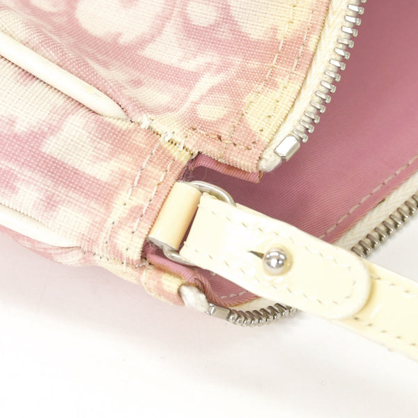 Christian Dior クリスチャンディオール ピンク ホワイト サドルバッグ ポーチ トロッター PVC コーティング CM1014 4a001022