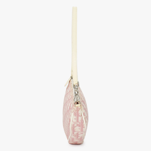 Christian Dior クリスチャンディオール ピンク ホワイト サドルバッグ ポーチ トロッター PVC コーティング CM1014 4a001022