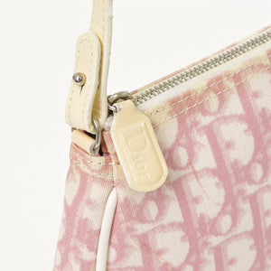 Christian Dior クリスチャンディオール ピンク ホワイト サドルバッグ ポーチ トロッター PVC コーティング CM1014 4a001022