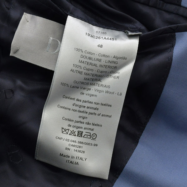 DIOR ディオール テーラードジャケット Tailored Jacket 193C261A4451 ブルー サイズ48 コットン100% 美品 中古 4a001051