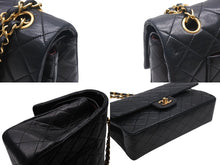 Load image into Gallery viewer, CHANEL シャネル マトラッセ25 Wフラップ Wチェーンショルダーバッグ 1番台 ラムスキン ココマーク ブラック ゴールド金具 美品 中古 4b000171