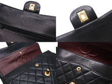 Load image into Gallery viewer, CHANEL シャネル マトラッセ25 Wフラップ Wチェーンショルダーバッグ 1番台 ラムスキン ココマーク ブラック ゴールド金具 美品 中古 4b000171