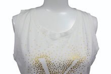 画像をギャラリービューアに読み込む, YVES SAINT LAURENT イヴサンローラン タンクトップ ノースリーブ YSL ロゴ コットン ホワイト ゴールド サイズS 良品 中古 4b001850