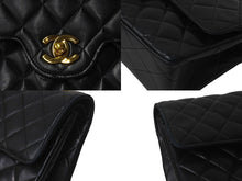 Load image into Gallery viewer, CHANEL シャネル マトラッセ23 Wフラップ Wチェーン ショルダーバッグ 0番台 ラムスキン ココマーク ブラック ゴールド金具 美品 中古 4b000202