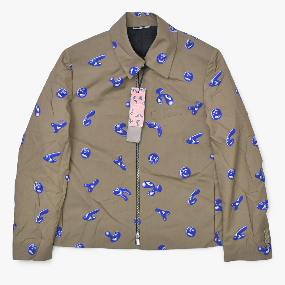 極美品 Christian Dior クリスチャンディオール × ケニーシャーフ ウールジャケット サイズ46 カーキ パープル 193C252A5185 中古 4a002392
