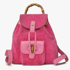 GUCCI Gucci Bamboo Mini Backpack Pink Pink Suede 003 Gold Hardware Vintage Good Condition Used 4a002500