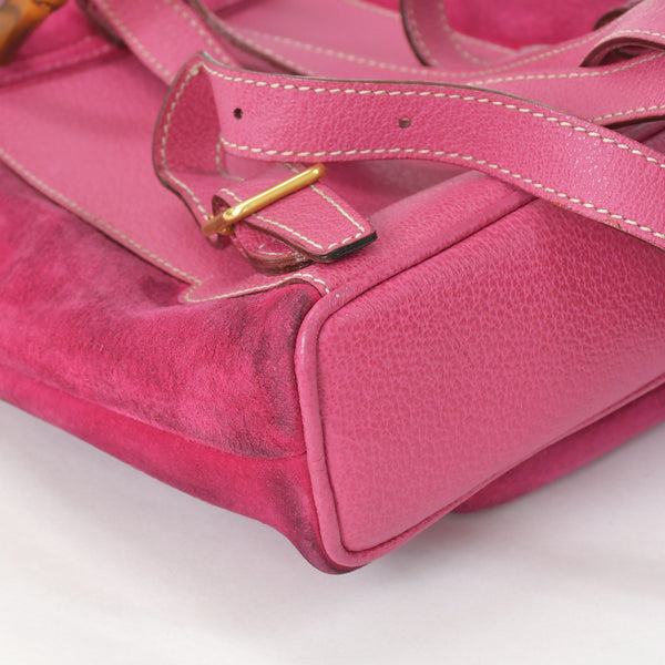 GUCCI Gucci Bamboo Mini Backpack Pink Pink Suede 003 Gold Hardware Vintage Good Condition Used 4a002500
