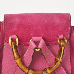 GUCCI Gucci Bamboo Mini Backpack Pink Pink Suede 003 Gold Hardware Vintage Good Condition Used 4a002500
