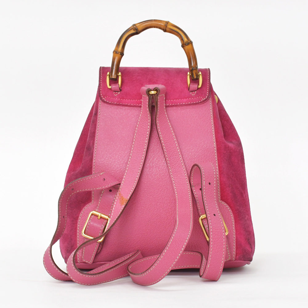 GUCCI グッチ バンブーミニリュック Pink ピンク スエード 003 ゴールド金具 ヴィンテージ 美品 中古 4a002500