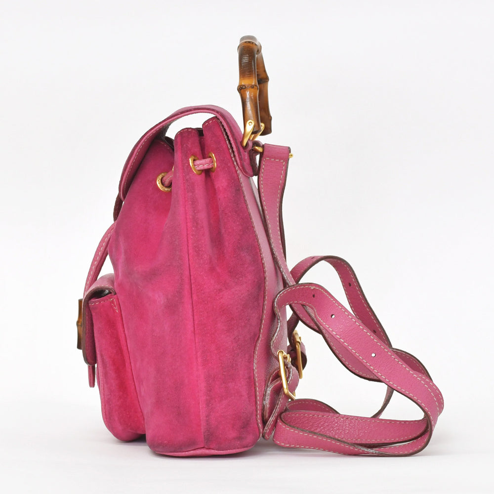 GUCCI Gucci Bamboo Mini Backpack Pink Pink Suede 003 Gold Hardware Vintage Good Condition Used 4a002500