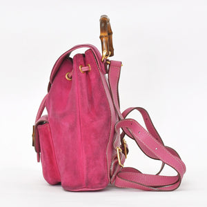 GUCCI Gucci Bamboo Mini Backpack Pink Pink Suede 003 Gold Hardware Vintage Good Condition Used 4a002500