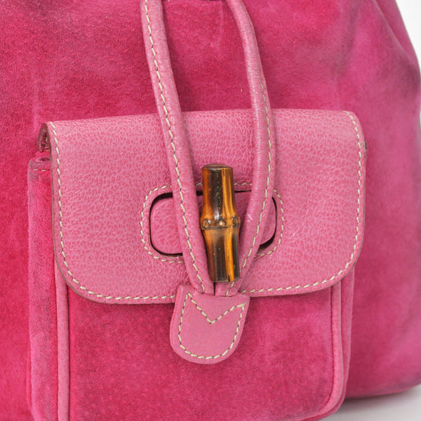 GUCCI Gucci Bamboo Mini Backpack Pink Pink Suede 003 Gold Hardware Vintage Good Condition Used 4a002500
