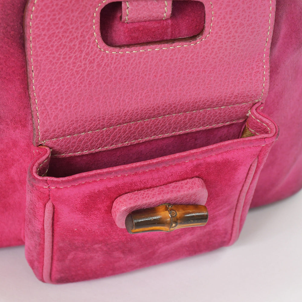 GUCCI Gucci Bamboo Mini Backpack Pink Pink Suede 003 Gold Hardware Vintage Good Condition Used 4a002500