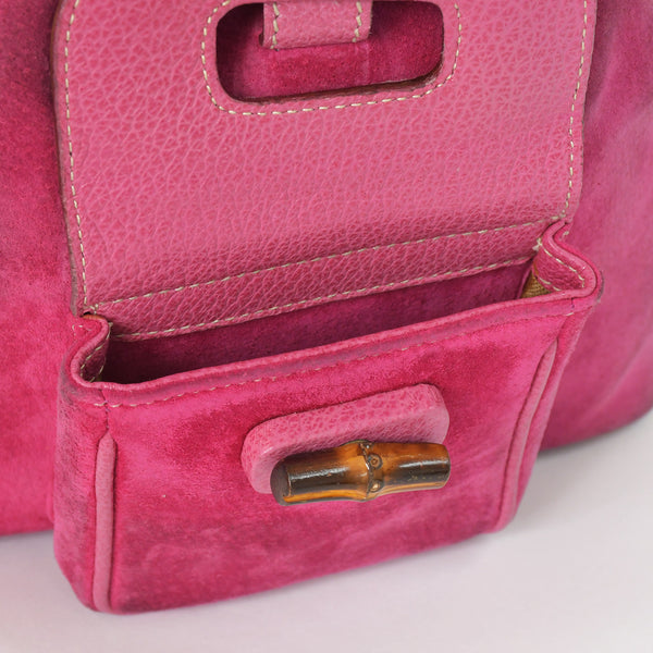 GUCCI Gucci Bamboo Mini Backpack Pink Pink Suede 003 Gold Hardware Vintage Good Condition Used 4a002500