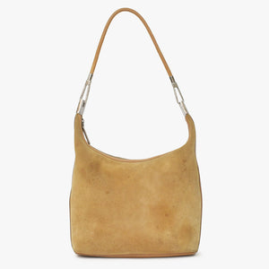 GUCCI グッチ スウェード製ワンショルダーバッグ 001 3814 キャメル ベージュ ホーボー スムースレザー シルバー金具 良品 中古 4a002501