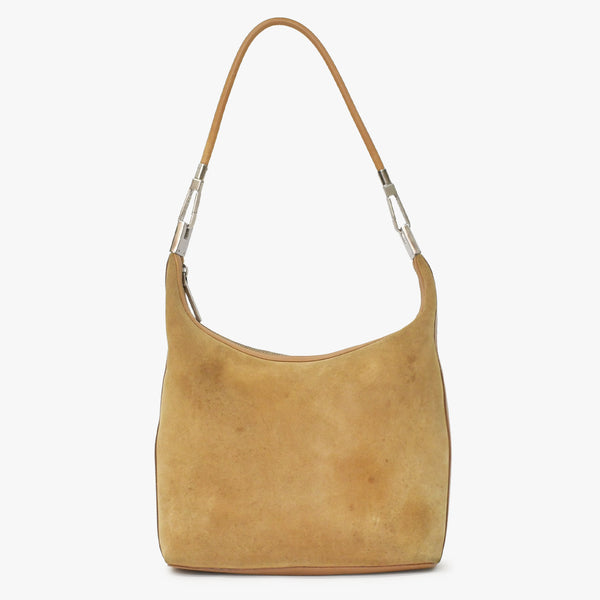 GUCCI グッチ スウェード製ワンショルダーバッグ 001 3814 キャメル ベージュ ホーボー スムースレザー シルバー金具 良品 中古 4a002501