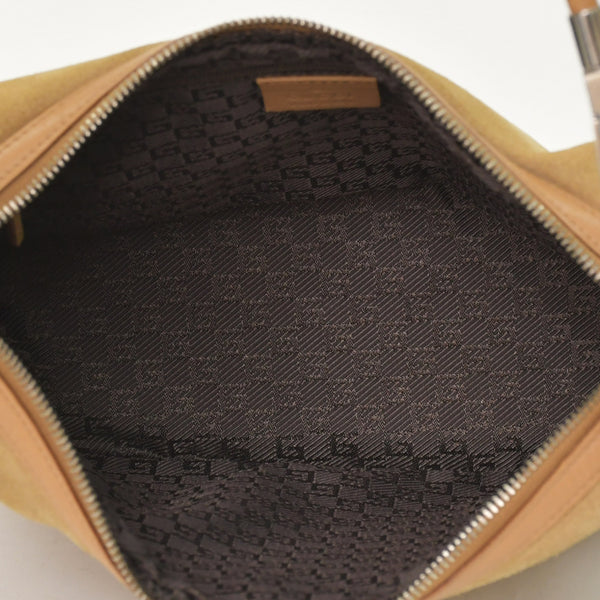GUCCI グッチ スウェード製ワンショルダーバッグ 001 3814 キャメル ベージュ ホーボー スムースレザー シルバー金具 良品 中古 4a002501