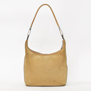 GUCCI グッチ スウェード製ワンショルダーバッグ 001 3814 キャメル ベージュ ホーボー スムースレザー シルバー金具 良品 中古 4a002501