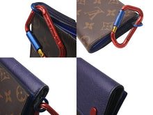 画像をギャラリービューアに読み込む, LOUIS VUITTON ルイヴィトン モノグラム タイガ コンパクトウォレット 三つ折り財布 M63041 ブラウン ブルー レッド 美品 中古 4b000032