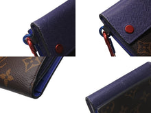 画像をギャラリービューアに読み込む, LOUIS VUITTON ルイヴィトン モノグラム タイガ コンパクトウォレット 三つ折り財布 M63041 ブラウン ブルー レッド 美品 中古 4b000032
