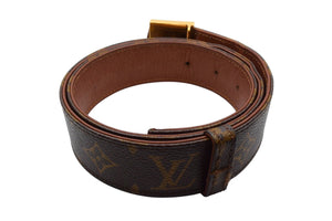 LOUIS VUITTON Suntulle Belt Monogram Size 80 M9271 PVC Brown Gold Hardware Good Condition Used 4b000034