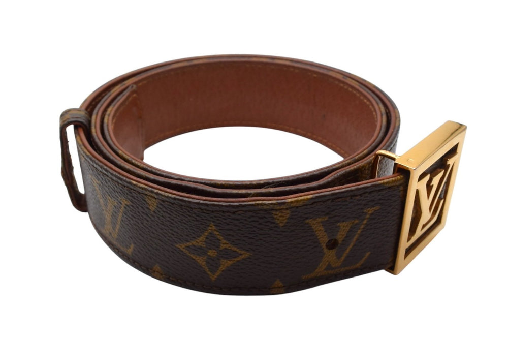 LOUIS VUITTON Louis Vuitton Suntulle Belt Monogram Size 80 M9271 PVC Brown Gold Hardware Good Condition Used 4b000034