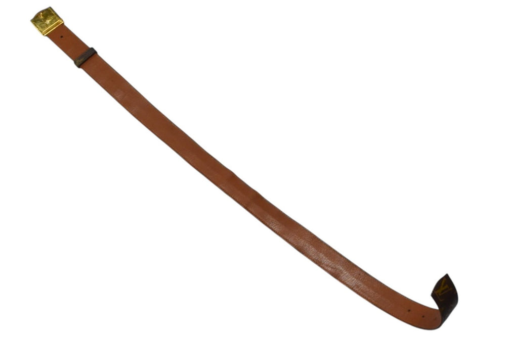 LOUIS VUITTON Louis Vuitton Suntulle Belt Monogram Size 80 M9271 PVC Brown Gold Hardware Good Condition Used 4b000034