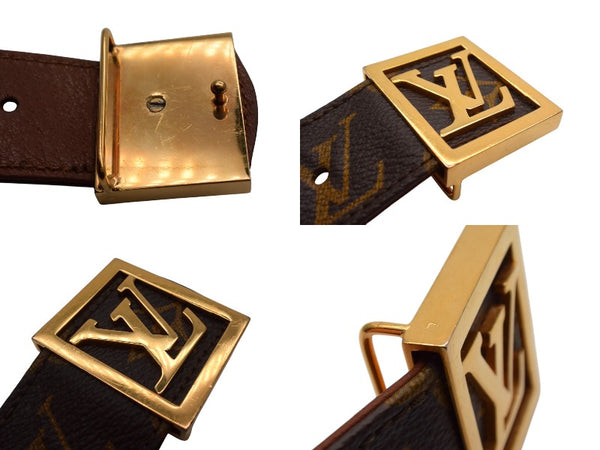 LOUIS VUITTON Suntulle Belt Monogram Size 80 M9271 PVC Brown Gold Hardware Good Condition Used 4b000034