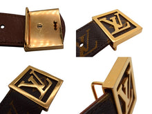 画像をギャラリービューアに読み込む, LOUIS VUITTON ルイ ヴィトン サンチュール ベルト モノグラム サイズ80 M9271 PVC ブラウン ゴールド金具 美品 中古 4b000034