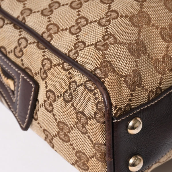 Very Good Condition GUCCI Gucci New Brit GG Canvas Handbag 169971 Beige Brown Gold Hardware Used 4a003449